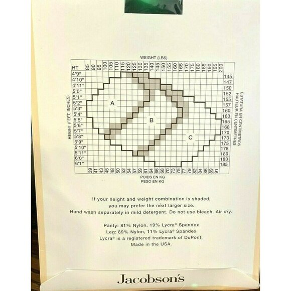 Womens Jacobsons Control Top Pantyhose 645 Sandaltoe Real Brown Sz B Ultra Sheer - Picture 4 of 5